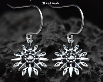 Sterling Silver Sun Earrings: Handmade Boho Dangle Earrings