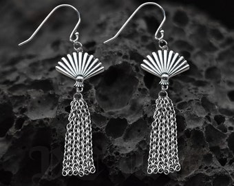Handgjorda vikbara fläktörhängen i sterlingsilver: Eleganta bohemiska smycken