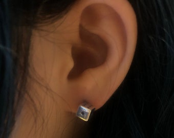 Handmade Sterling Silver Dice Earrings: Modern Boho Jewelry