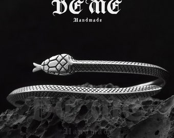 Handcrafted Sterling Silver Snake Cuff Bracelet: Protection Jewelry