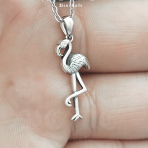 Flamingo necklace//Handmade jewelry//Sterling silver//Custom necklace//Modern dainty anniversary//boho beautiful men women//Gift for her him