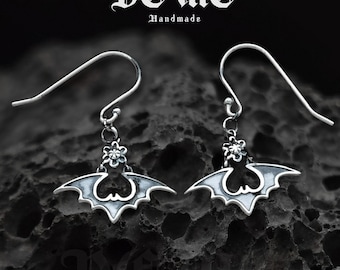 Handmade Sterling Silver Bat Earrings: Gothic Punk Jewelry