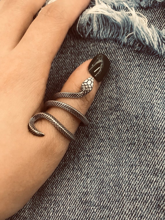 Handmade Sterling Silver Snake Ring: Punk Gothic Biker Jewelry