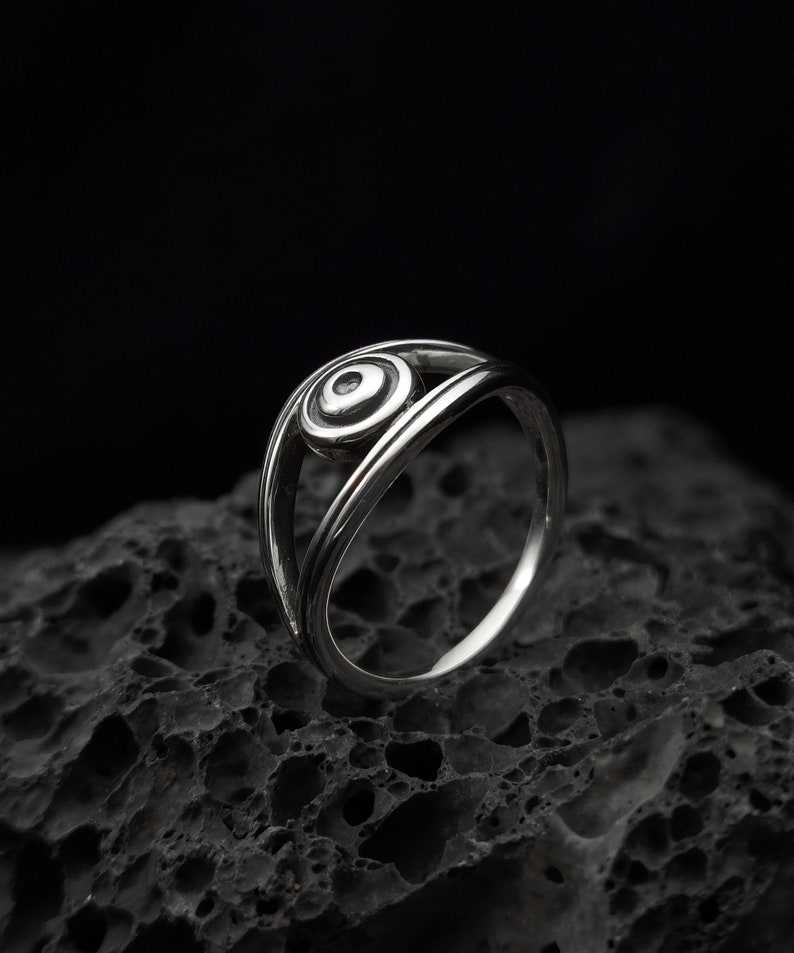 Crystal Embellished Evil Eye Sterling Silver Ring