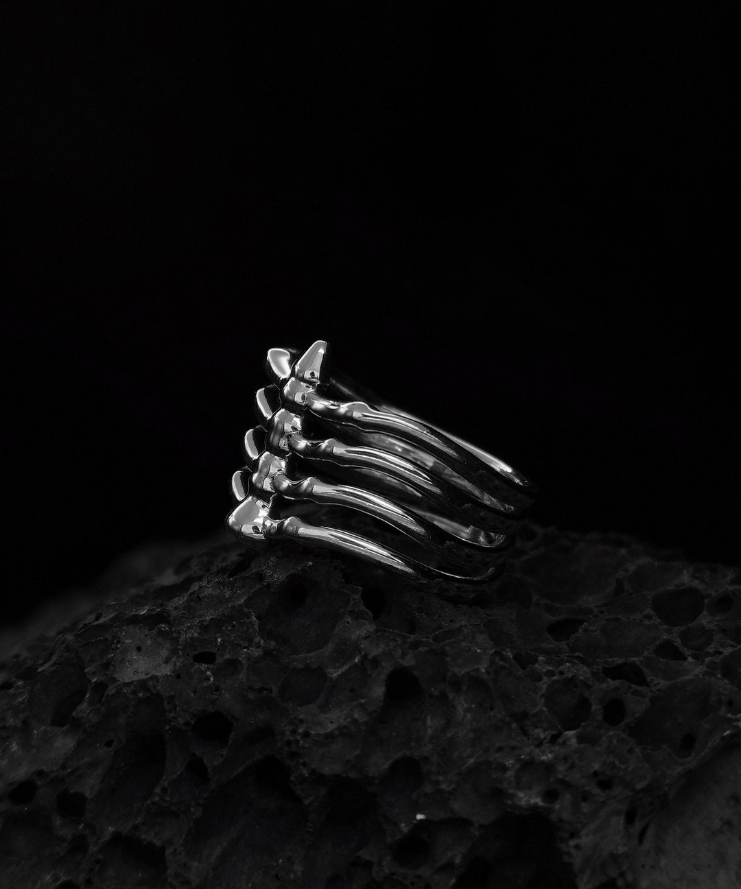 Rib Ring// Sterling Silver// Handmade Solid S925//unique Punk Gothic ...