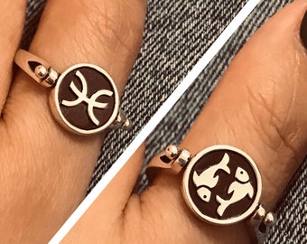 Handmade Sterling Silver Pisces Zodiac Ring