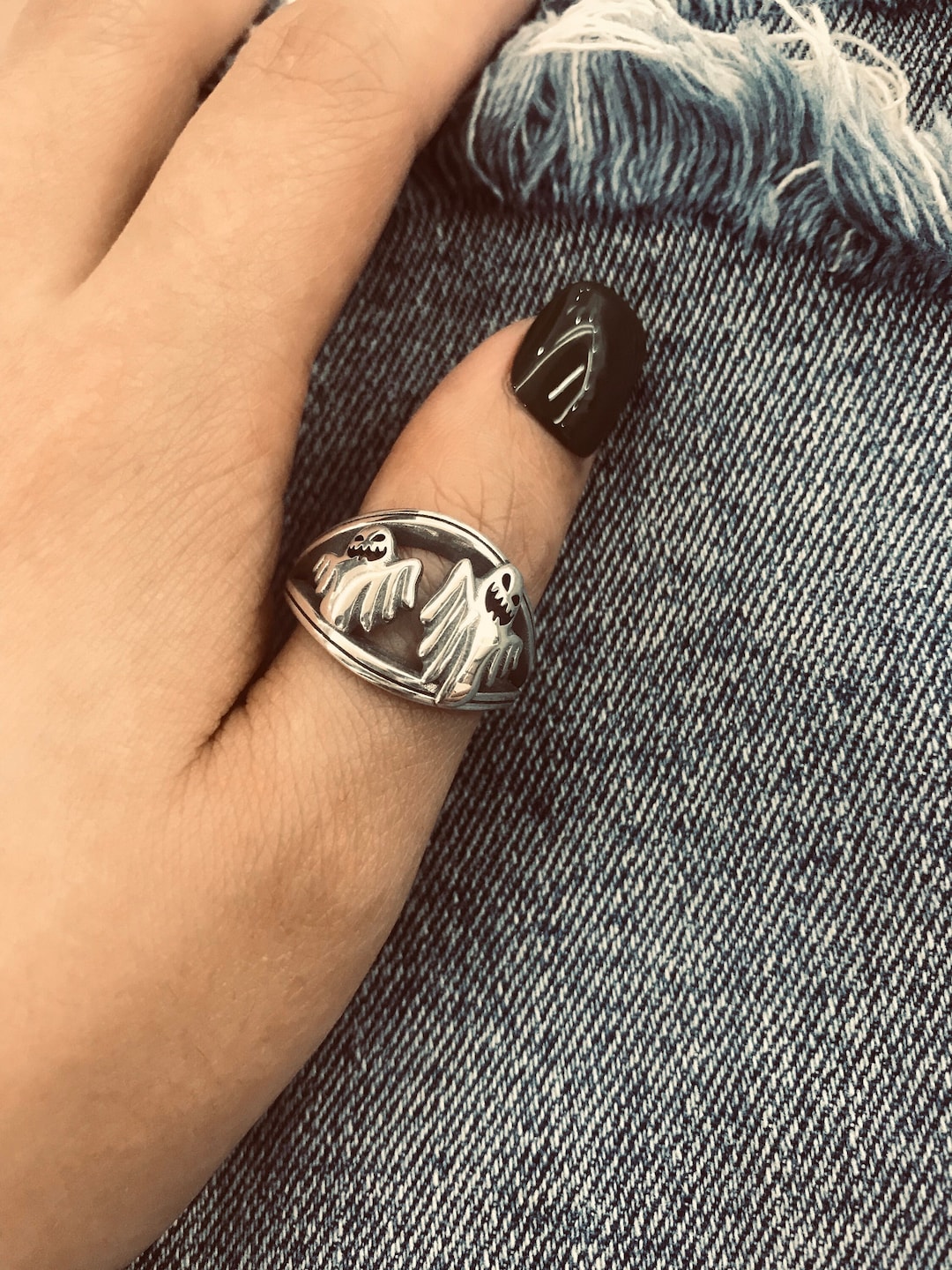 Handmade Sterling Silver Ghost Ring: Punk Goth Biker Jewelry - Etsy