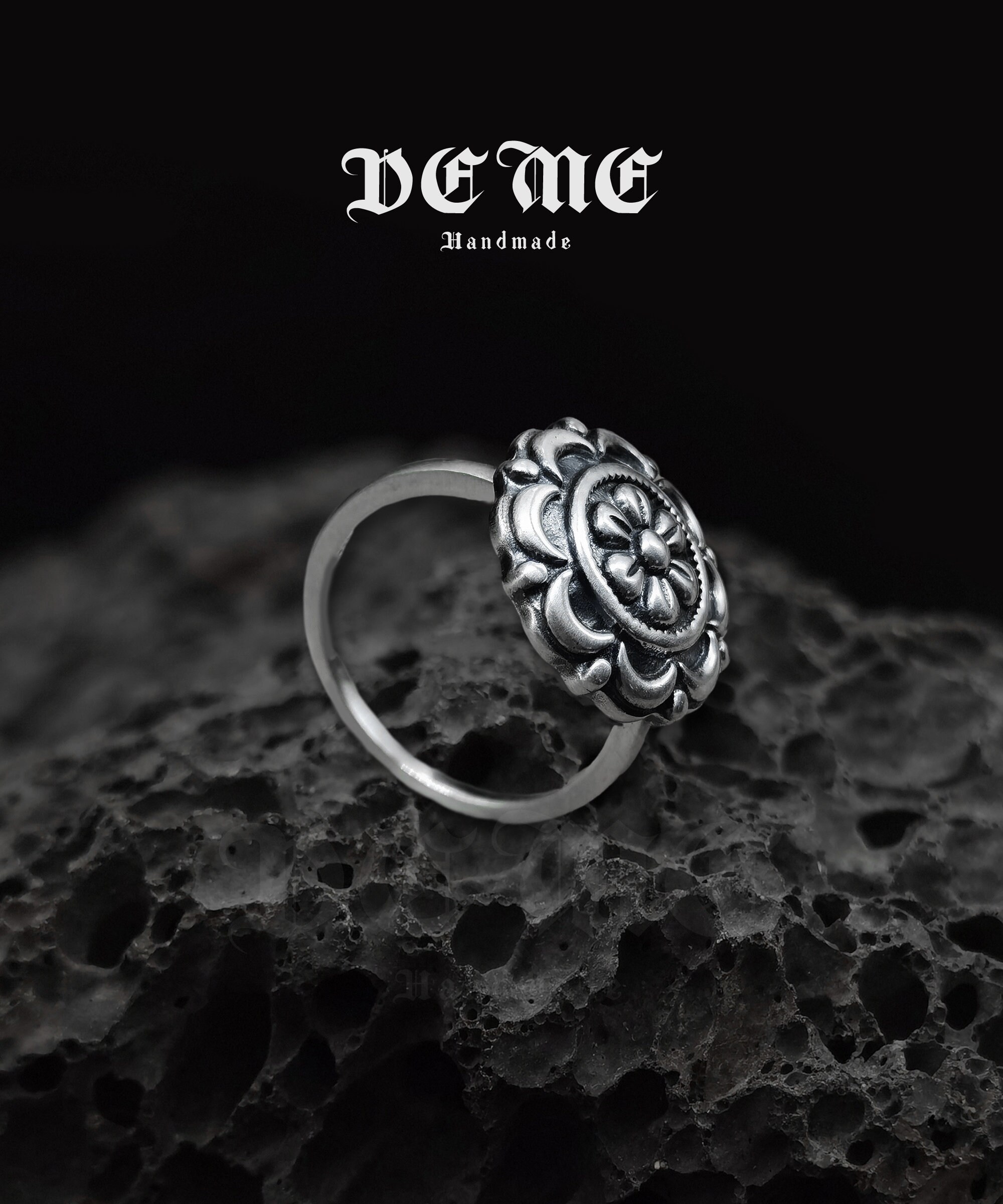 Handmade Sterling Silver Floral Ring - Boho Thumb Ring - Etsy