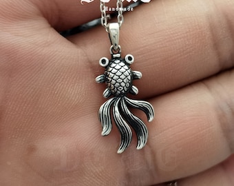 Handmade Sterling Silver Fish Necklace: Dainty Boho Jewelry