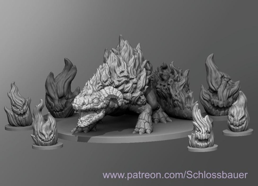 Hellfire Salamander Dungeons & Dragons 5e Resin Mini Monster Etsy