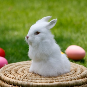 Lifelike,Realistic Easter Bunny Rabbit Decor Fake Bunnies Figurines Animal  Replica Miniatures Spring Decorations Easter Gifts Photo Props