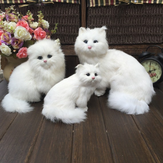 本物そっくりのペルシャ猫の置物、リアルな動物のぬいぐるみ、ふわふわ