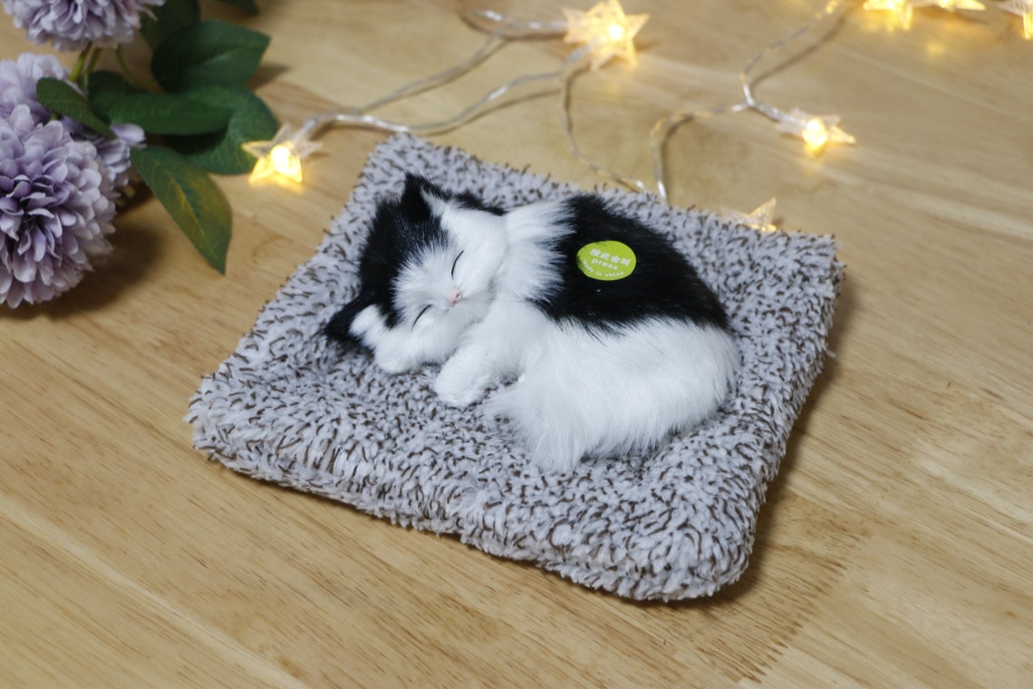 Soft Plush Sleeping Cat Realistic Simulation Lifelike Ktten Etsy
