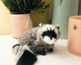 Figuras de animales de mapache realistas, lindas y creativas, para regalar en Navidad, para la mesa