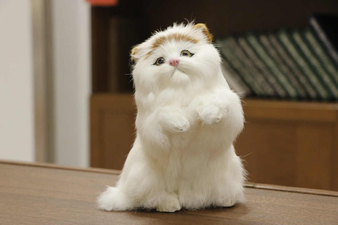 Realistic Cat Plush Furry Kitten Lifelike Animal Figurines - Etsy