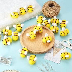 Cute Wool Felt Bee,Needle Felted Animal Ornaments,Honey Bee Plush DIY Decoration,Bee Gifts