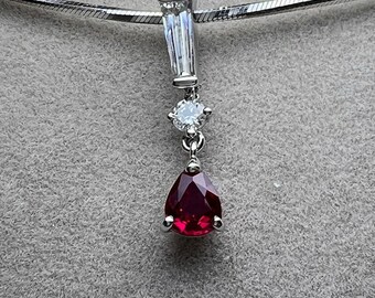 ruby pendant necklace, Ruby Diamond Pendant For Women, Engagement Wedding Jewelry, Anniversary Gift, Unique Necklace, Gift For Christmas.