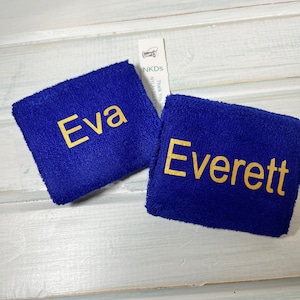 1each Custom Wristband Black, RoyalBlue, Red, Purple, Navy Stretch Terry Sweat Monogrammed #,Name or Initials Class Team Club Baseball Vinyl