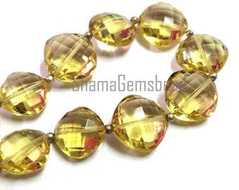 German Cut /& Faceted in 18 long Super Sale offer Lemon Quartz 1 Strand 8-12.5mm BP05