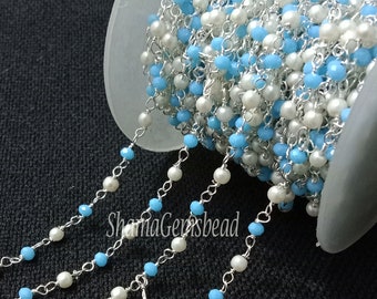 ON SALE 6 Feet Wholesale R Natural Rose quartz Wire Wrapped Rosary Chain Rose Quartz Nugget Chip Uncut Beads Rosary Chain Gemstone Chain
