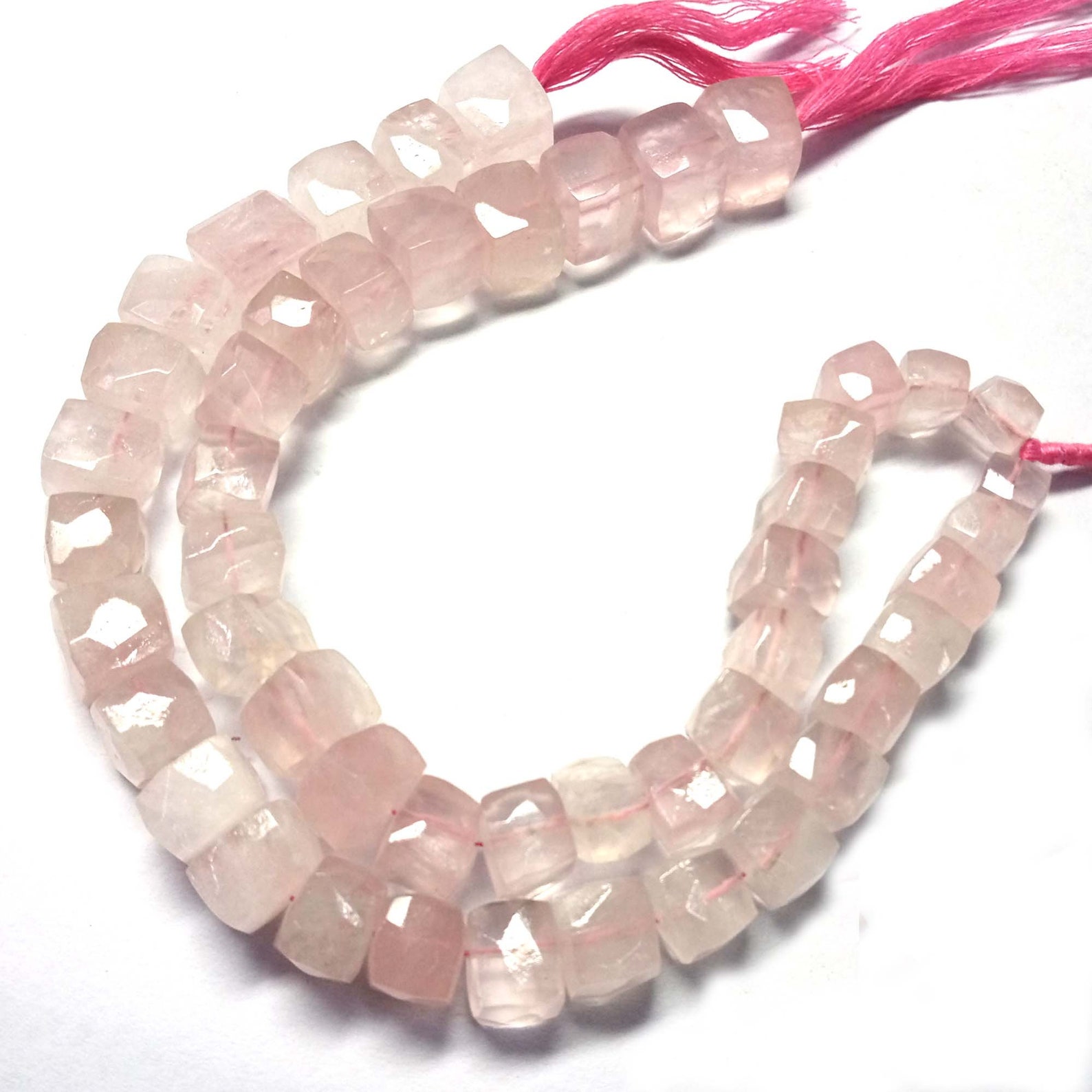 10Strand Natural Rose Quartz Faceted Box Shape Gemstone Etsy