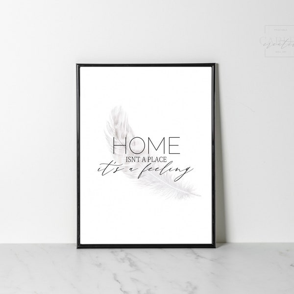 Printable Minimalist Wall Art, Quote For The Home- Home Isn’t A Place, It’s A Feeling