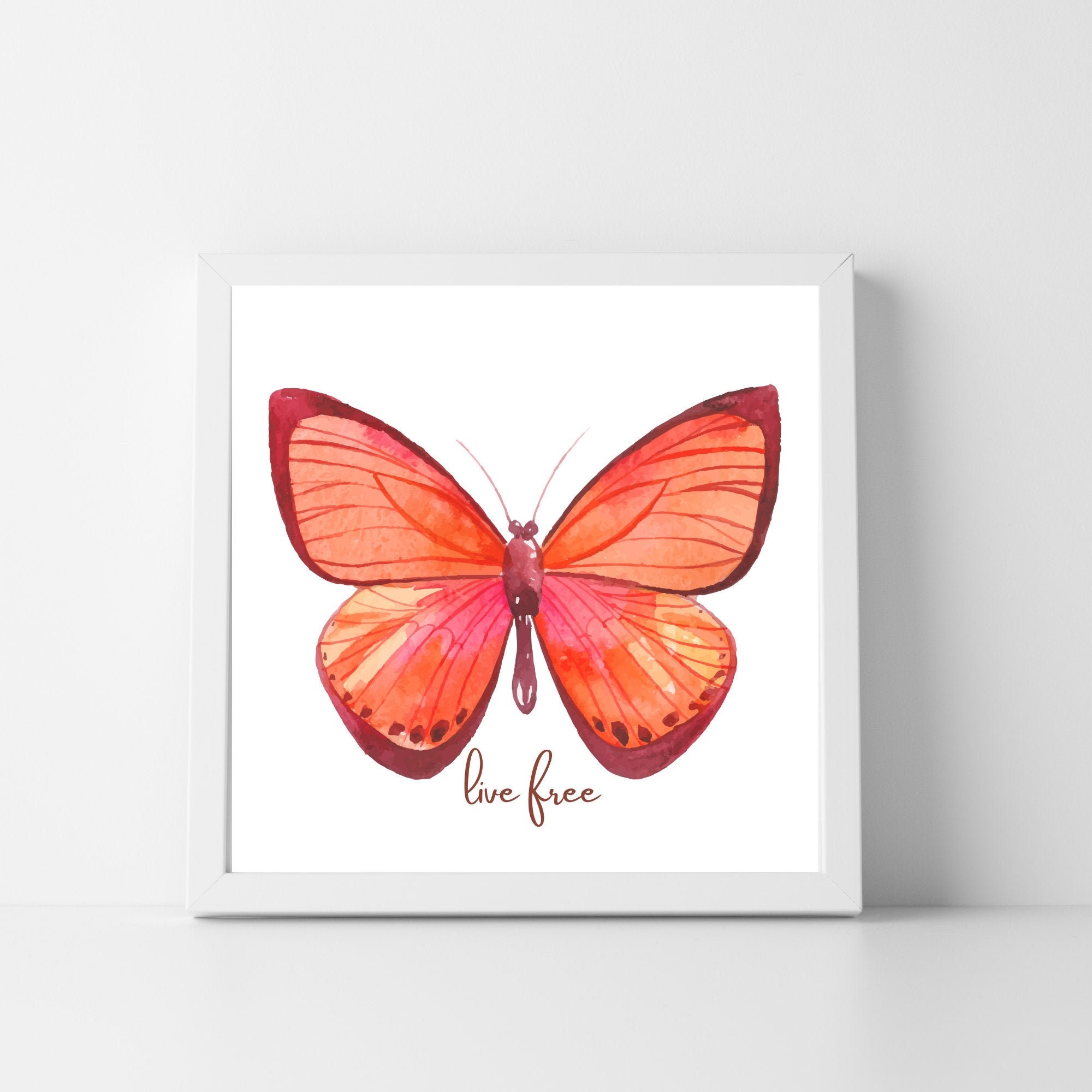 Printable Butterfly Wall Art Live Free Quote - Etsy