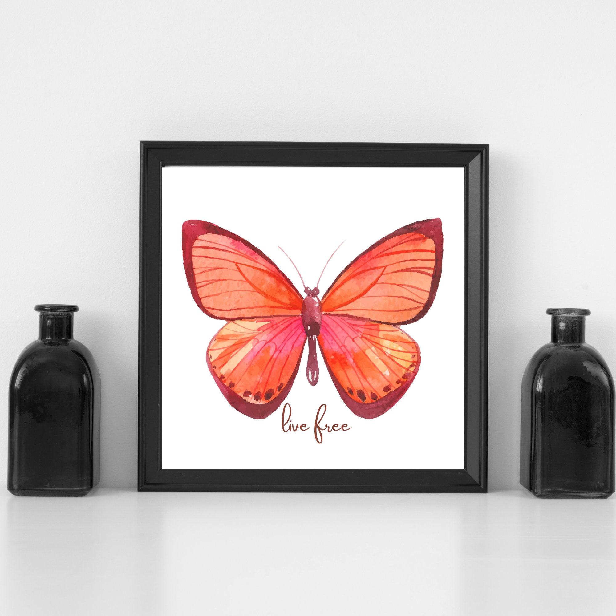 Printable Butterfly Wall Art Live Free Quote - Etsy