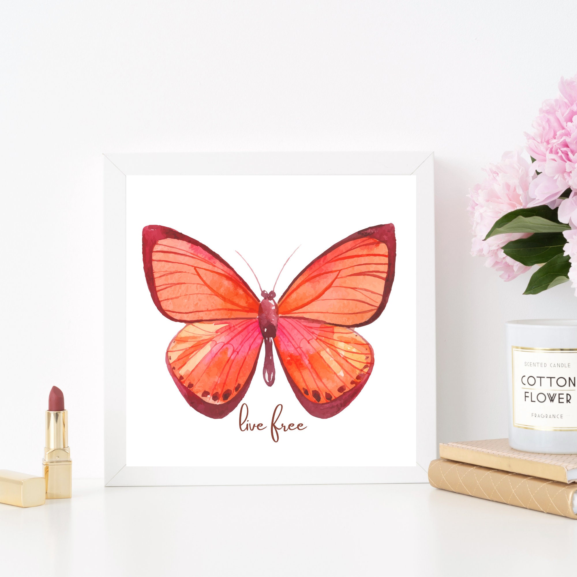 Printable Butterfly Wall Art Live Free Quote - Etsy