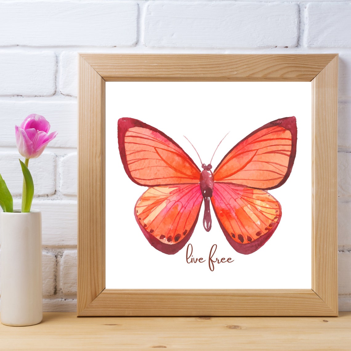 Printable Butterfly Wall Art Live Free Quote - Etsy