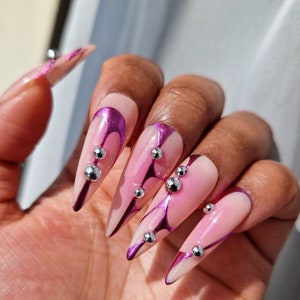 Pink Monarch: druknagels | lente zomer airbrush chroom aura abstract