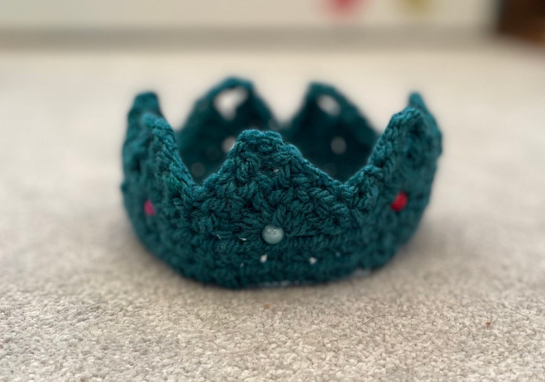 Crocheted crowns with beads for babies children adults Christmas newborn photoshoot baby shower coronation knitted tiara birthday Princess image 8