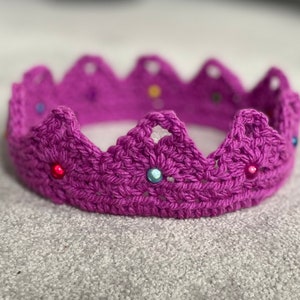 Crocheted crowns with beads for babies children adults Christmas newborn photoshoot baby shower coronation knitted tiara birthday Princess image 5