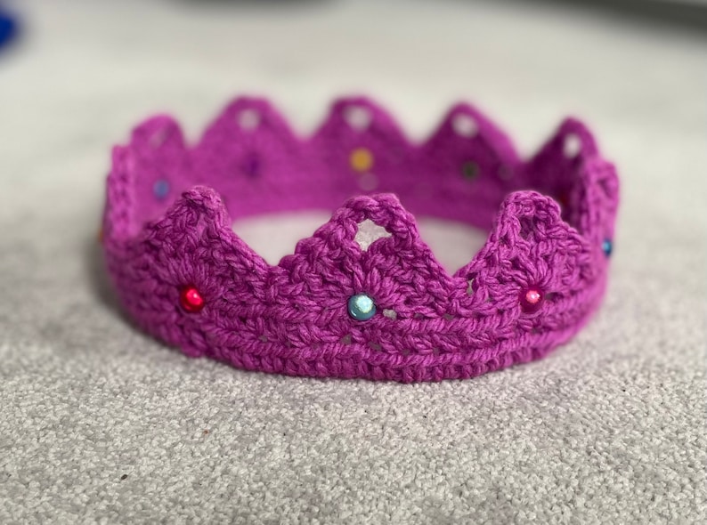 Crocheted crowns with beads for babies children adults Christmas newborn photoshoot baby shower coronation knitted tiara birthday Princess image 5