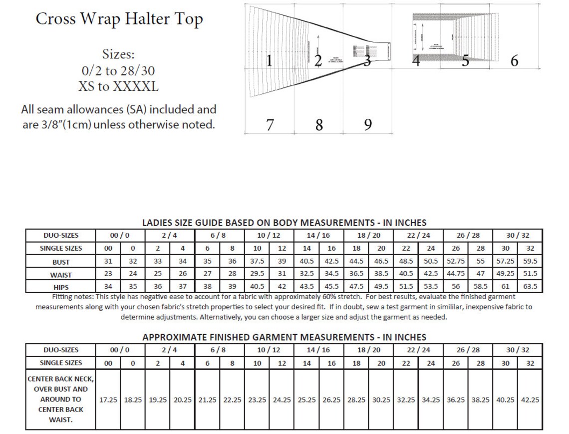 Cross Wrap Halter Top PDF Sewing Pattern Sizes XS XXXXL / 2 30 Instant