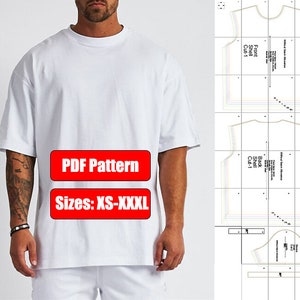 Oversize T-Shirt PDF Sewing Pattern Sizes: XS-XXXL