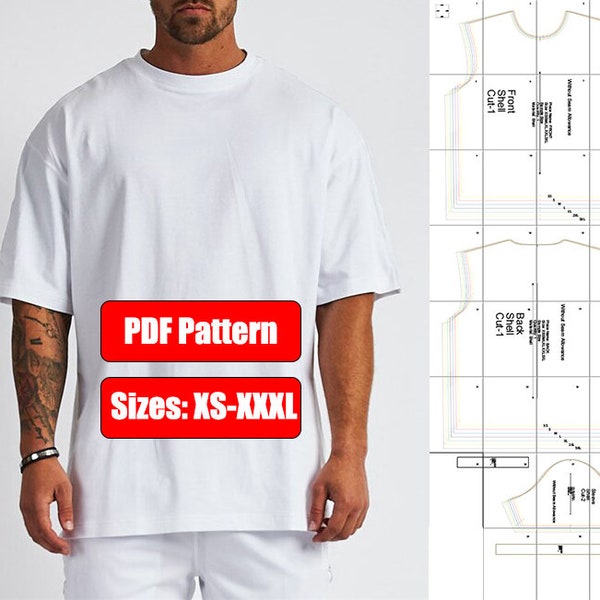 Oversize T-Shirt PDF Schnittmuster Größen: XS-XXXL