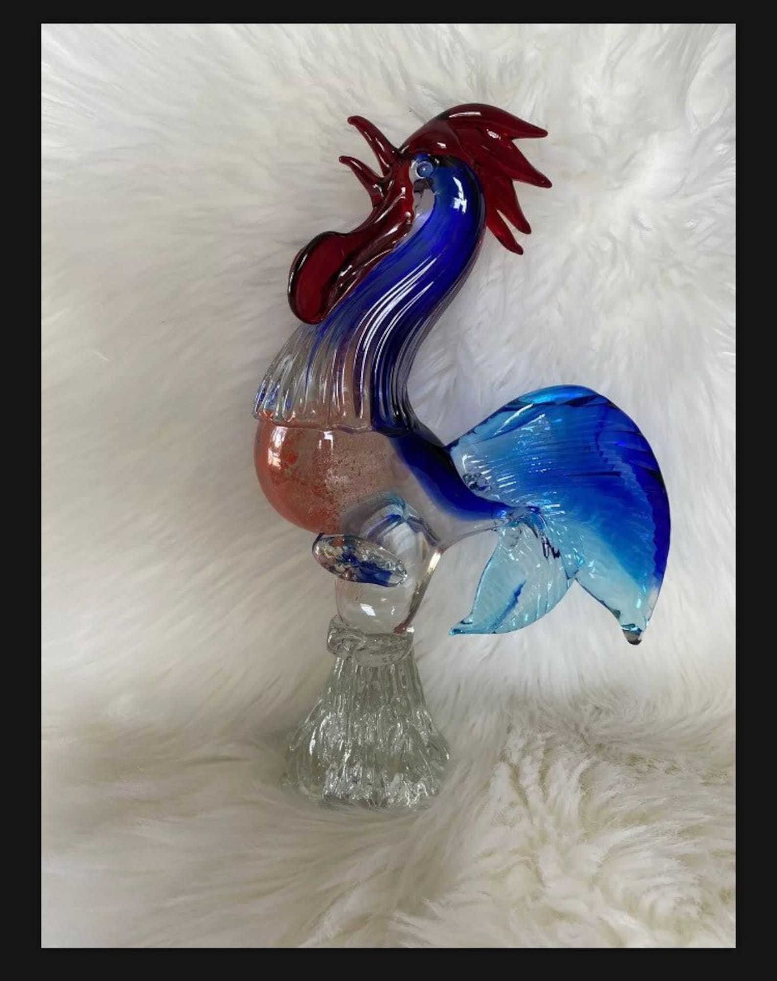 Vintage murano art glass rooster Etsy