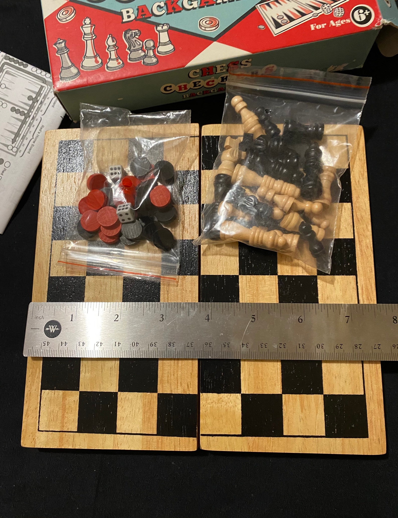 3in1 Wooden Chess Checkers Backgammon Game Set Etsy