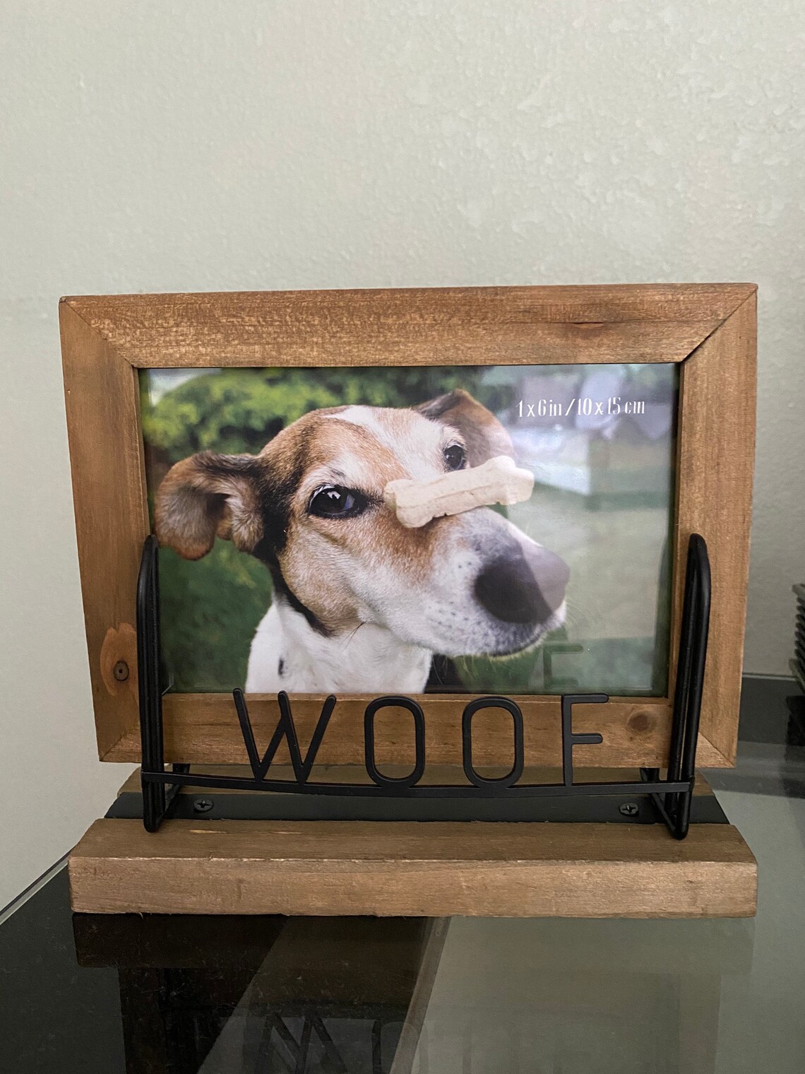 Wooden Dog Frame 4x6 Metal Woof Etsy