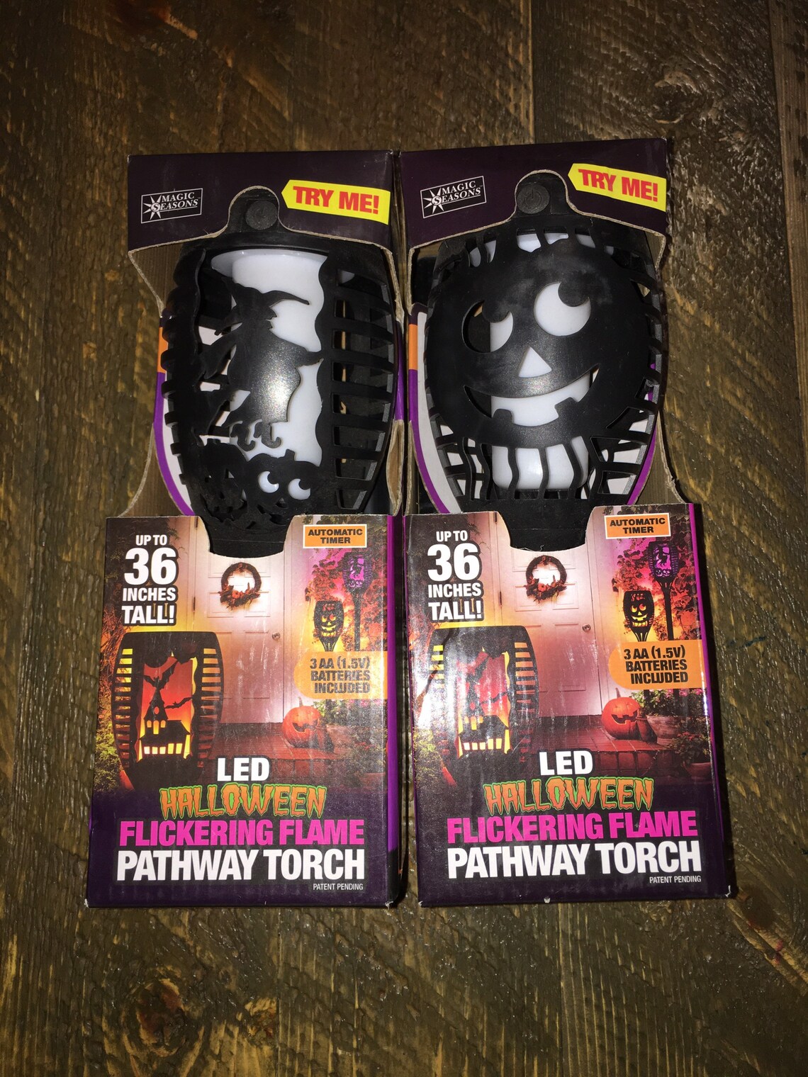 LED Halloween Flickering Flame Pathway Torch Set Of 2 Etsy