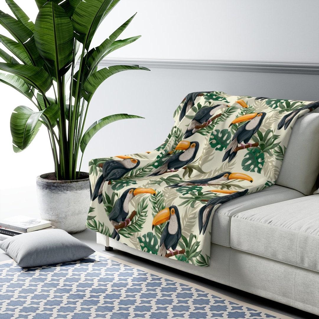 Retro Tropical Blanket Exotic Blanket Toucan Blanket Etsy.de