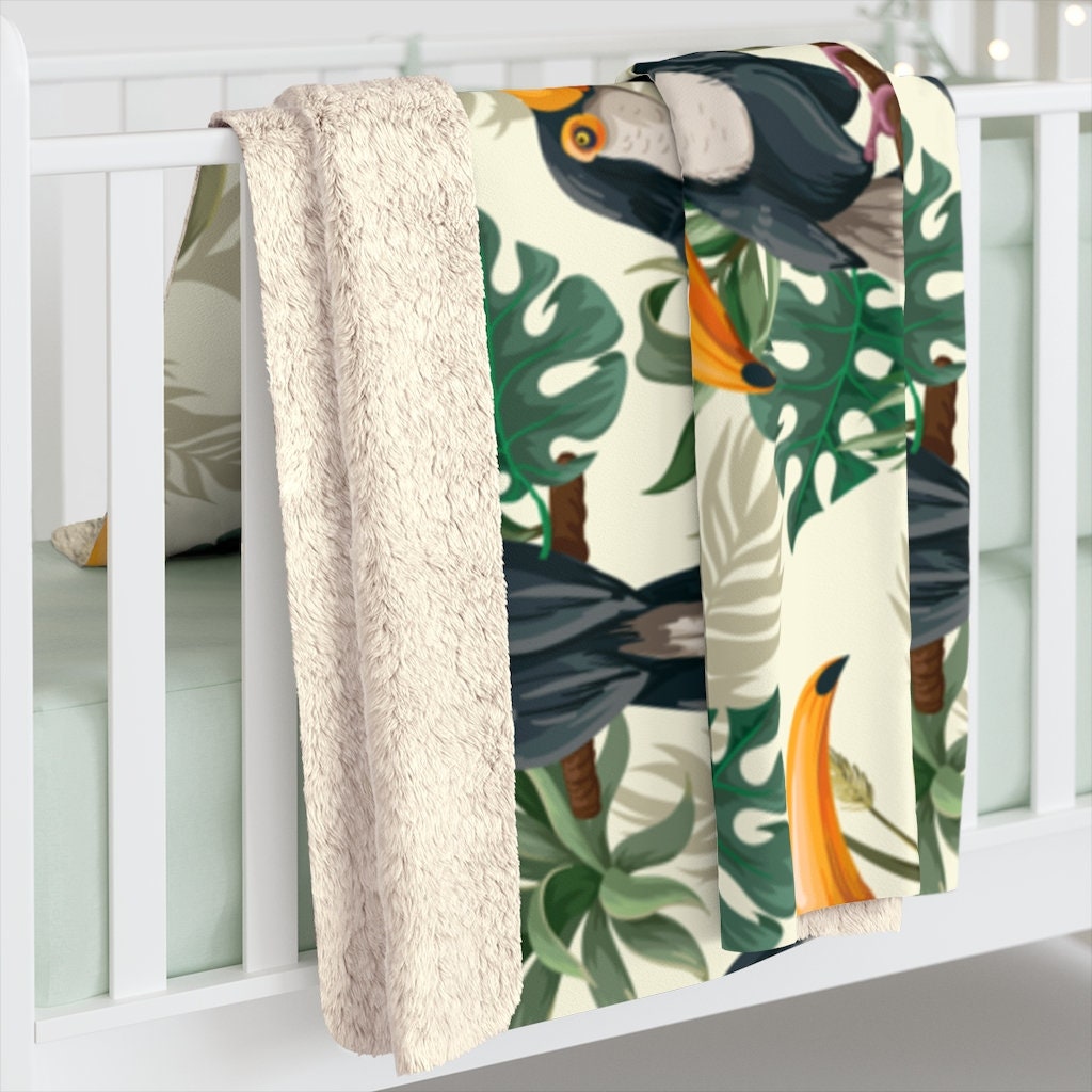 Retro Tropical Blanket Exotic Blanket Toucan Blanket Etsy.de