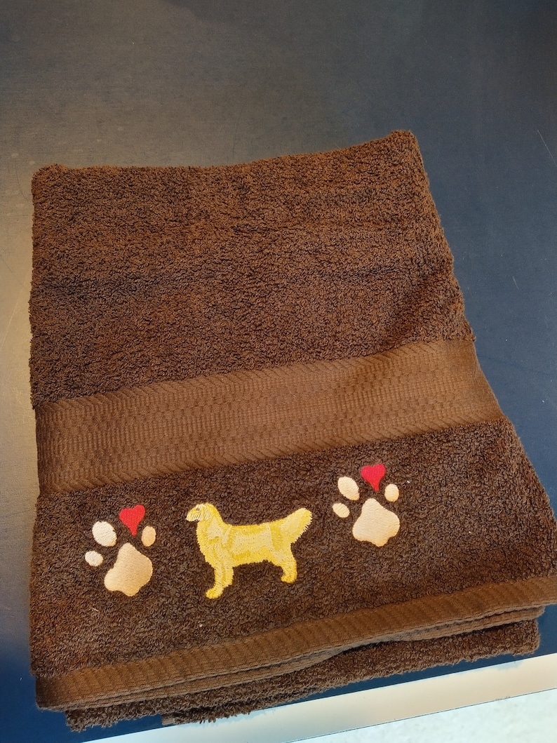 Embroidered Golden Retriever towel Etsy
