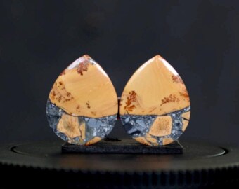 Maligano Jasper Gemstone Pair (18x14x2.5 mm)