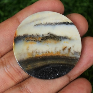 Scenic Java Landscape Jasper: Orange Agate Gemstone (39mm)