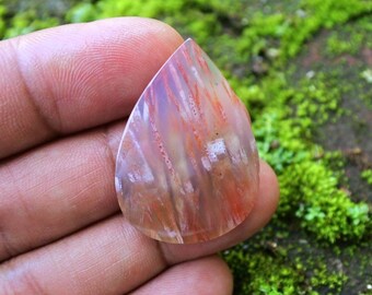 Stick Agate Gemstone: Red & White Crystal (35x25x5.2mm)