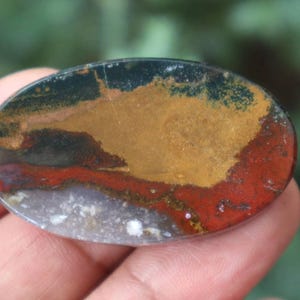 Java Klawing Jasper Cabochon: Orange Agate Crystal Healing Stone