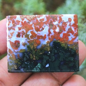 Ocean Jasper Gemstone: Orange Agate Crystal Healing Stone (40x32x7mm)