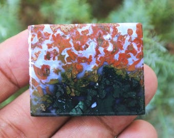 Kamień szlachetny Ocean Jasper: pomarańczowy kryształ agatu, kamień leczniczy (40x32x7 mm)